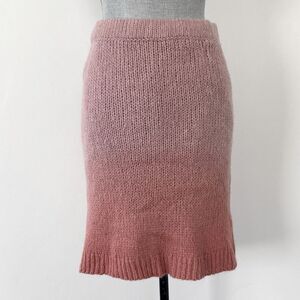 Free People Blush & Coral Pink Ombré Knit Pencil Skirt Sz M Boho Chic Coastal